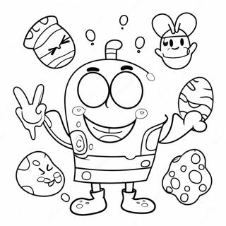 Cheerful Spongebob With Easter Eggs Coloring Page 46013-36886