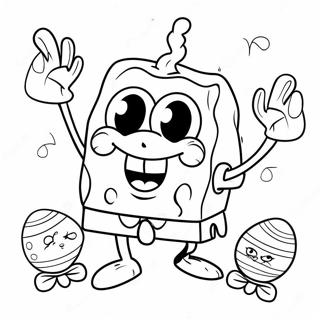 Cheerful Spongebob With Easter Eggs Coloring Page 46013-36888