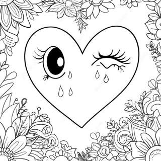 Emo Broken Heart With Tears Coloring Page 46022-36890