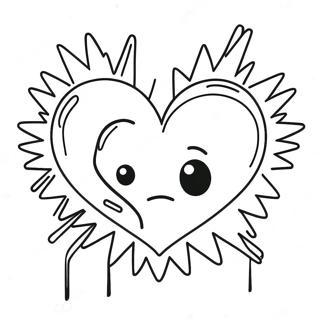 Emo Broken Heart With Tears Coloring Page 46022-36891