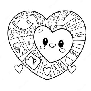 Cute Emo Broken Heart With Band Aid Coloring Page 46023-36901