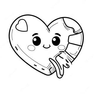 Cute Emo Broken Heart With Band Aid Coloring Page 46023-36904