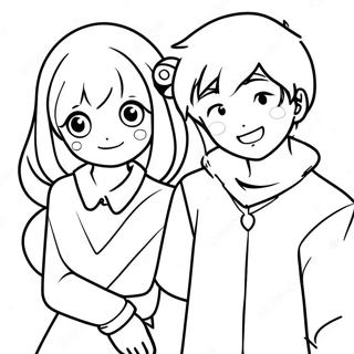 Anime Couple Holding Hands Coloring Page 46052-36916