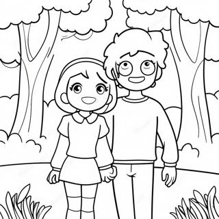 Cute Anime Couple In A Park Coloring Page 46053-36919