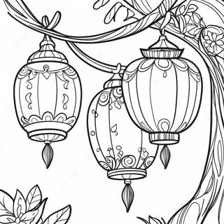 Colorful Tangled Lanterns At Night Coloring Page 46133-36974