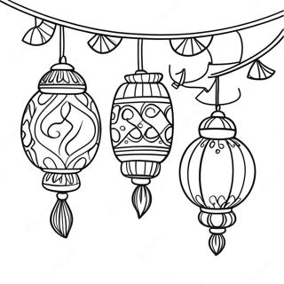 Colorful Tangled Lanterns At Night Coloring Page 46133-36975