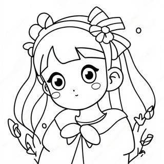 Cute Anime Girl With Flowers Coloring Page 46263-37080