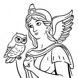 Athena With Owl Coloring Page 46303-37112