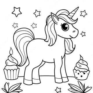 Sparkling Unicorn Birthday Party Coloring Page 46343-37149