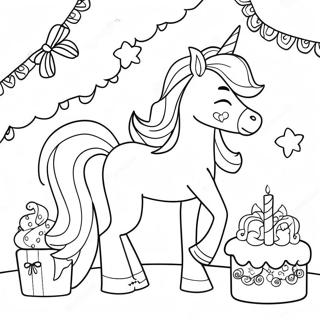 Sparkling Unicorn Birthday Party Coloring Page 46343-37152