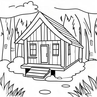 Cozy Cabin In The Woods Coloring Page 46352-37147