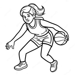 Girl Basketball Player Dribbling Coloring Page 46362-37159