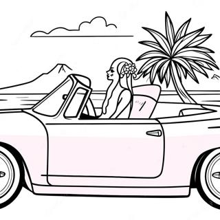 Malibu Barbie In A Pink Convertible Coloring Page 46372-37164