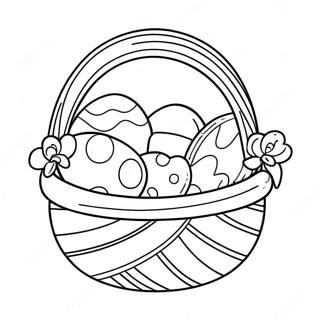 Cute Easter Basket With Colorful Eggs Coloring Page 4642-3883