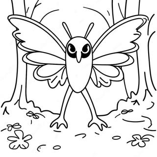 Creepy Mothman In The Forest Coloring Page 46443-37223