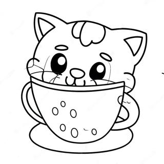 Cat In Cup Coloring Pages