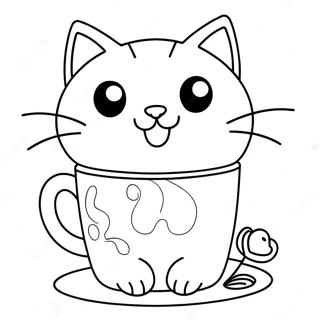 Cute Cat In Cup Coloring Page 46462-37234