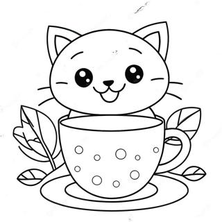 Cute Cat In Cup Coloring Page 46462-37235