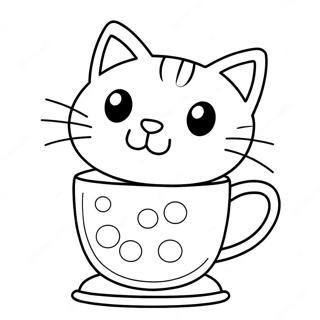 Cute Cat In Cup Coloring Page 46462-37236