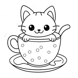 Playful Cat In Teacup Coloring Page 46463-37238