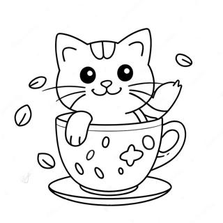 Playful Cat In Teacup Coloring Page 46463-37240