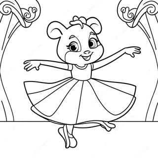 Angelina Ballerina Dancing In A Beautiful Dress Coloring Page 46552-37308