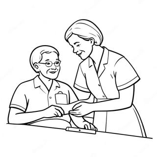 Cna Helping Patient Coloring Page 46643-37383