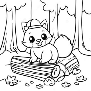 Cute Forest Animals In Logging Scene Coloring Page 46683-37413