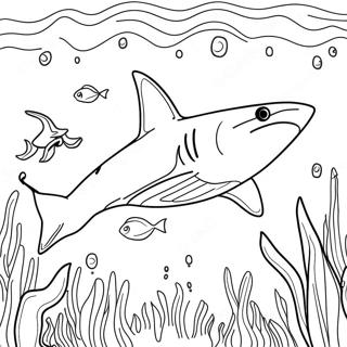 Aggressive Bull Shark Swimming Coloring Page 46713-37436