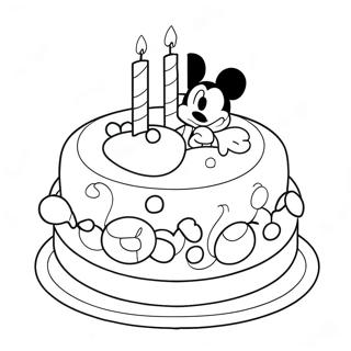 Mickey Mouse Birthday Cake Coloring Page 46843-37537