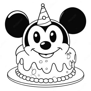 Mickey Mouse Birthday Cake Coloring Page 46843-37538