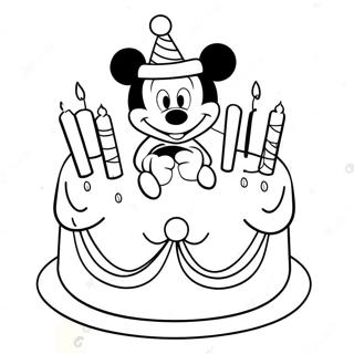 Mickey Mouse Birthday Cake Coloring Page 46843-37539