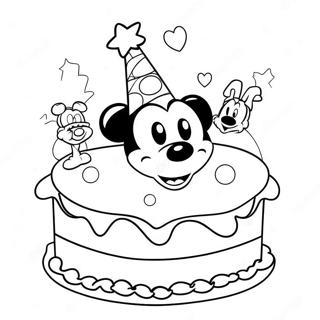 Mickey Mouse Birthday Cake Coloring Page 46843-37540