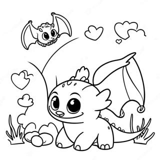 Cute Baby Toothless Playing With Friends Coloring Page 46933-37609