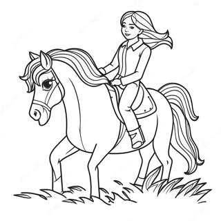 Realistic Girl Riding A Horse Coloring Pages