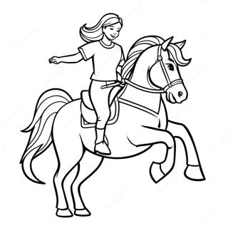 Realistic Girl Riding A Majestic Horse Coloring Page 46942-37614