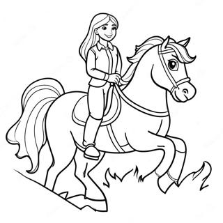 Realistic Girl Riding A Majestic Horse Coloring Page 46942-37616