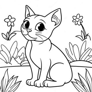 Playful Sphynx Cat In A Garden Coloring Page 46953-37630