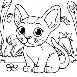 Playful Sphynx Cat In A Garden Coloring Page 46953-37631