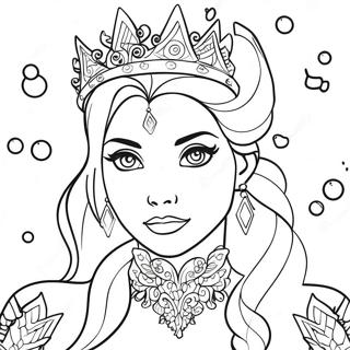 Elegant Ice Queen With Snowflakes Coloring Page 46963-37637