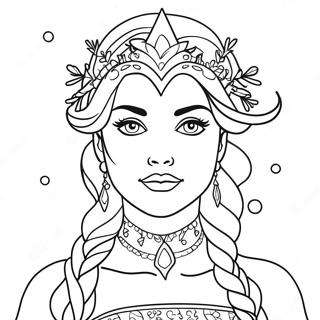 Elegant Ice Queen With Snowflakes Coloring Page 46963-37638