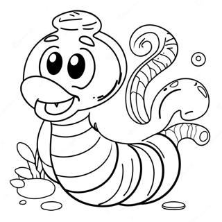 Cute Cartoon Worm Coloring Page 47002-37664