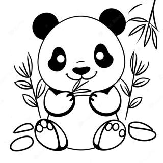 Cute Kawaii Panda Eating Bamboo Coloring Page 47043-37701