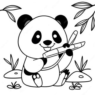 Cute Kawaii Panda Eating Bamboo Coloring Page 47043-37702