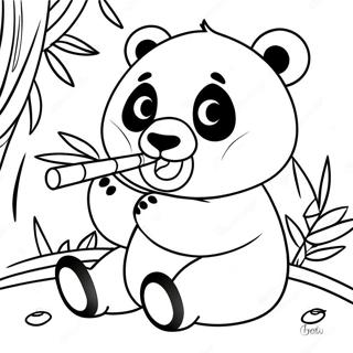 Cute Kawaii Panda Eating Bamboo Coloring Page 47043-37703