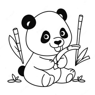 Cute Kawaii Panda Eating Bamboo Coloring Page 47043-37704