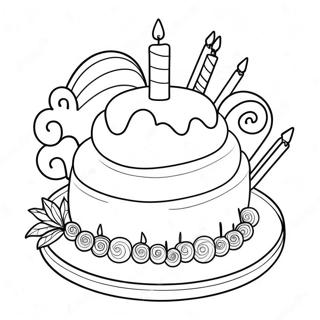 Colorful 7th Birthday Cake Coloring Page 47063-37720