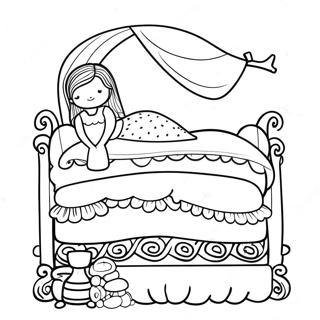 Whimsical Princess And The Pea Scene Coloring Page 47123-37765