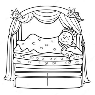 Whimsical Princess And The Pea Scene Coloring Page 47123-37767