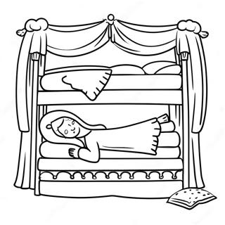 Whimsical Princess And The Pea Scene Coloring Page 47123-37768